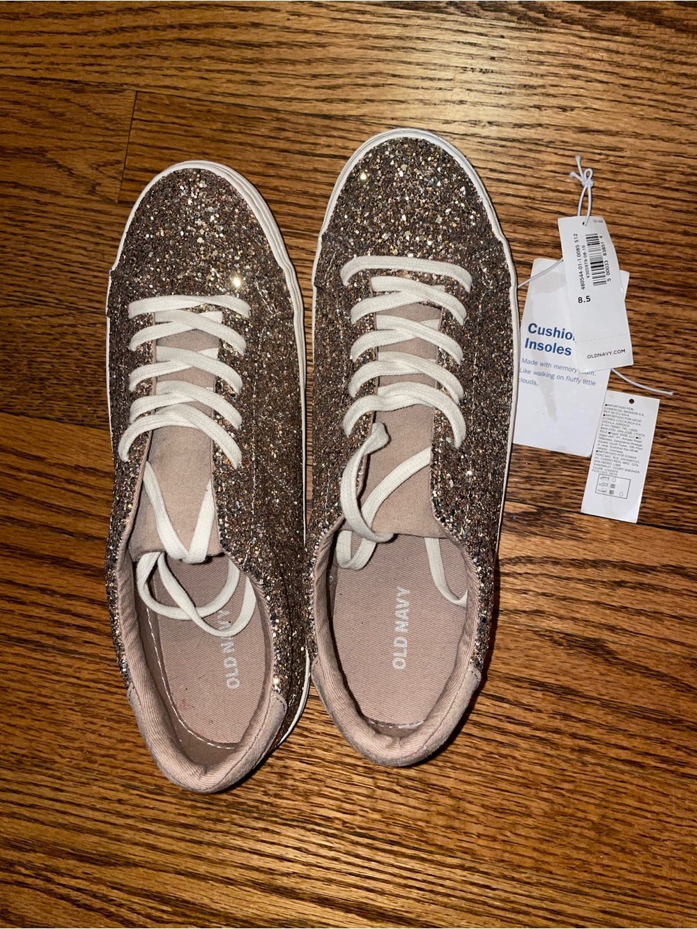 Old Navy Gold Glitter Lace-Up Women's Sneakers